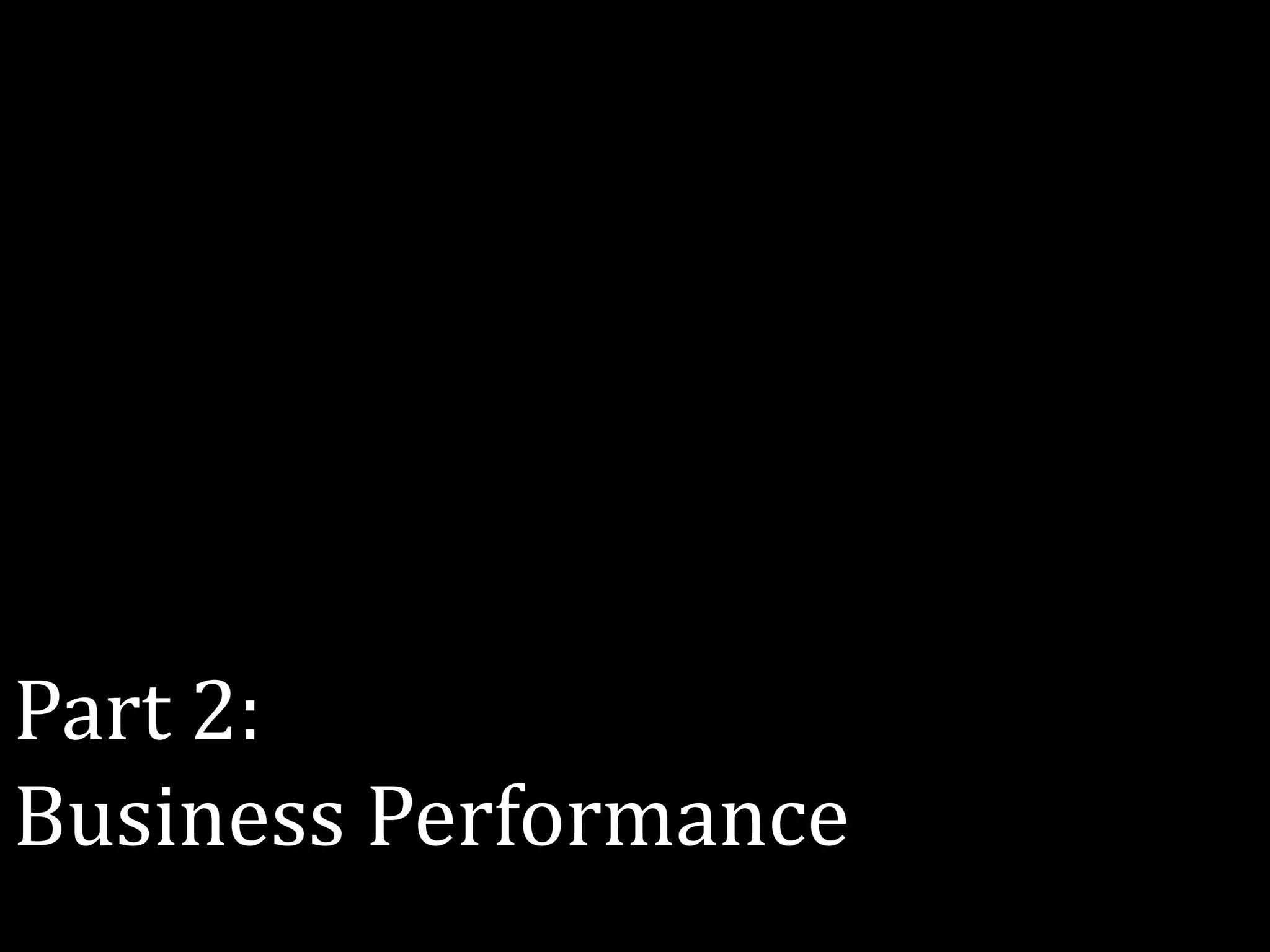 Part 2:
Business Performance
 