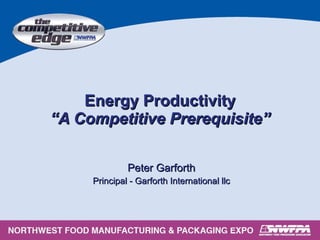 Energy Productivity “A Competitive Prerequisite” Peter Garforth Principal - Garforth International llc 
