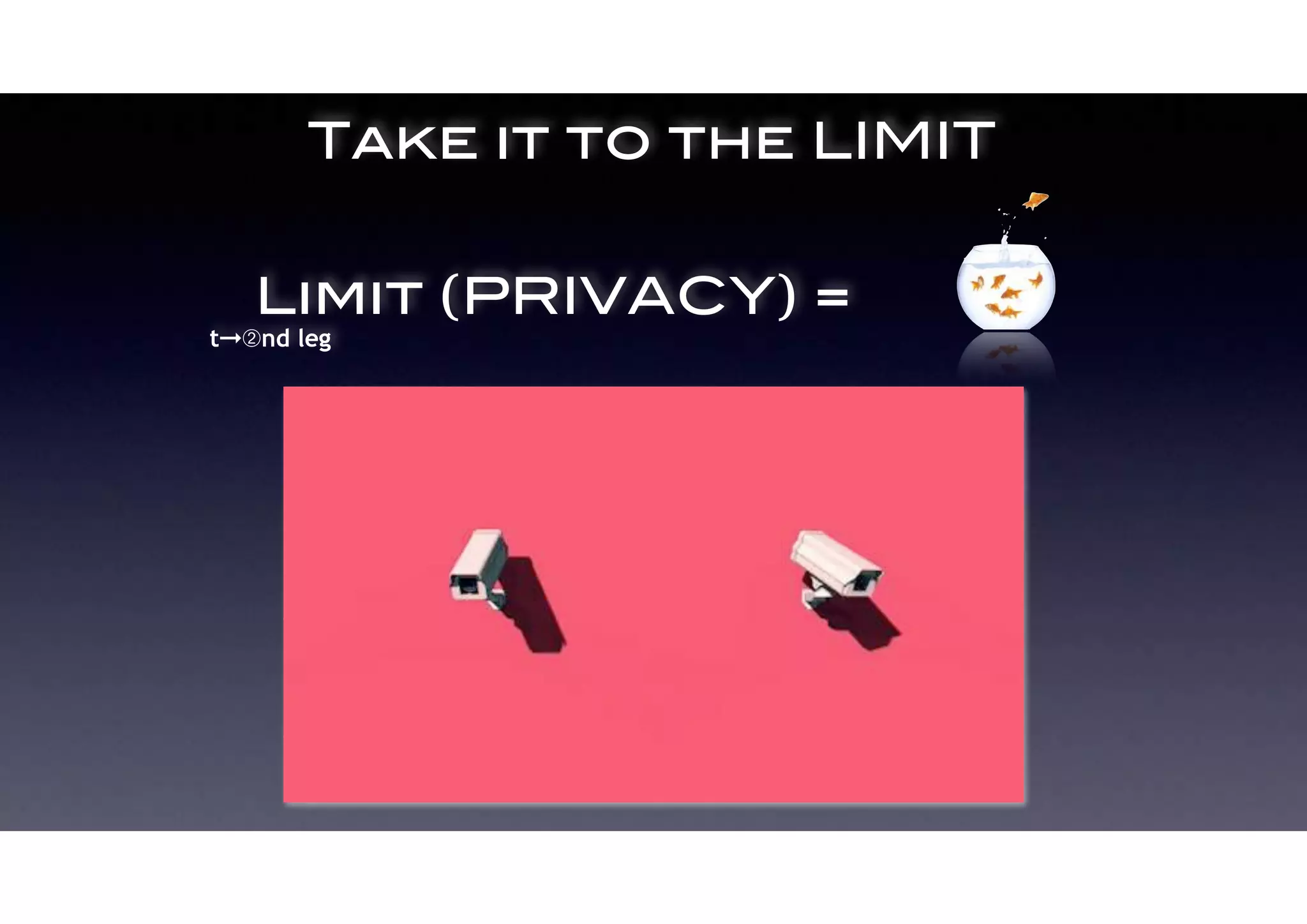 Take it to the LIMIT
Limit (PRIVACY) =
t➞➁nd leg
 