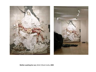 Mother washing her son,  Relief, Mixed media,  2005 