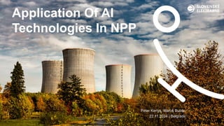 Application Of AI
Technologies In NPP
22.11.2024 | Belgrade
Peter Kertys, Maroš Bubán
 