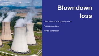 Blowndown
loss
Data collection & quality check
Report prototype
Model calibration
 