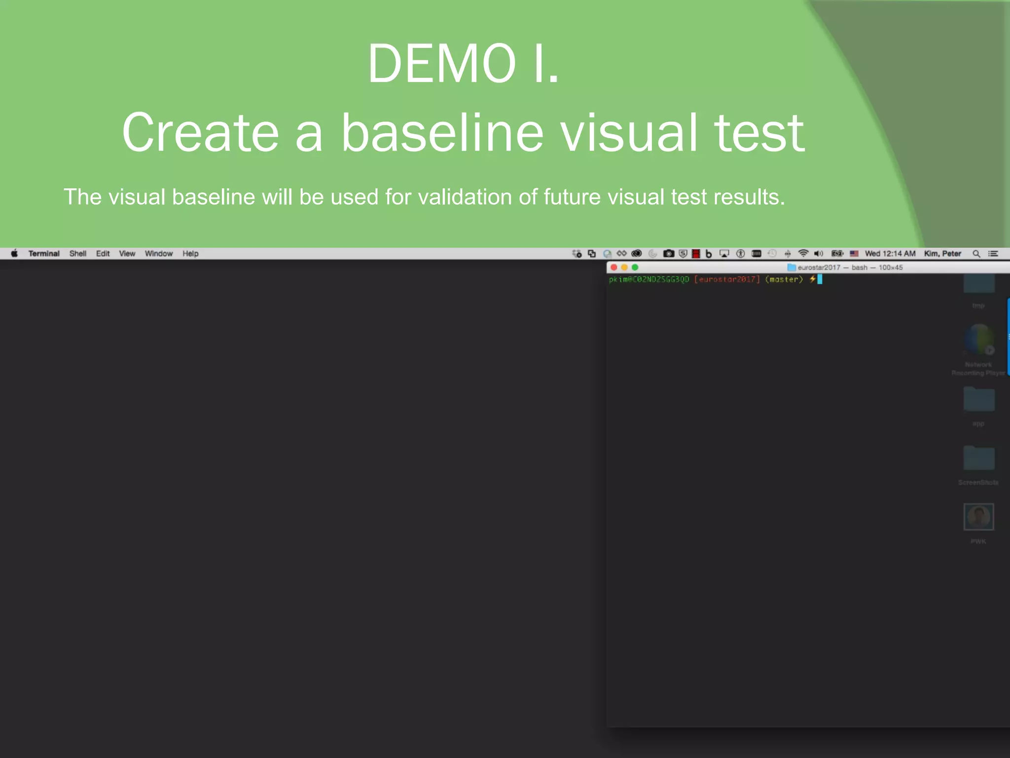 DEMO I.
Create a baseline visual test
The visual baseline will be used for validation of future visual test results.
 