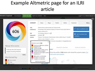 Measuring use of ILRI’s knowledge outputs – Some work in progress 