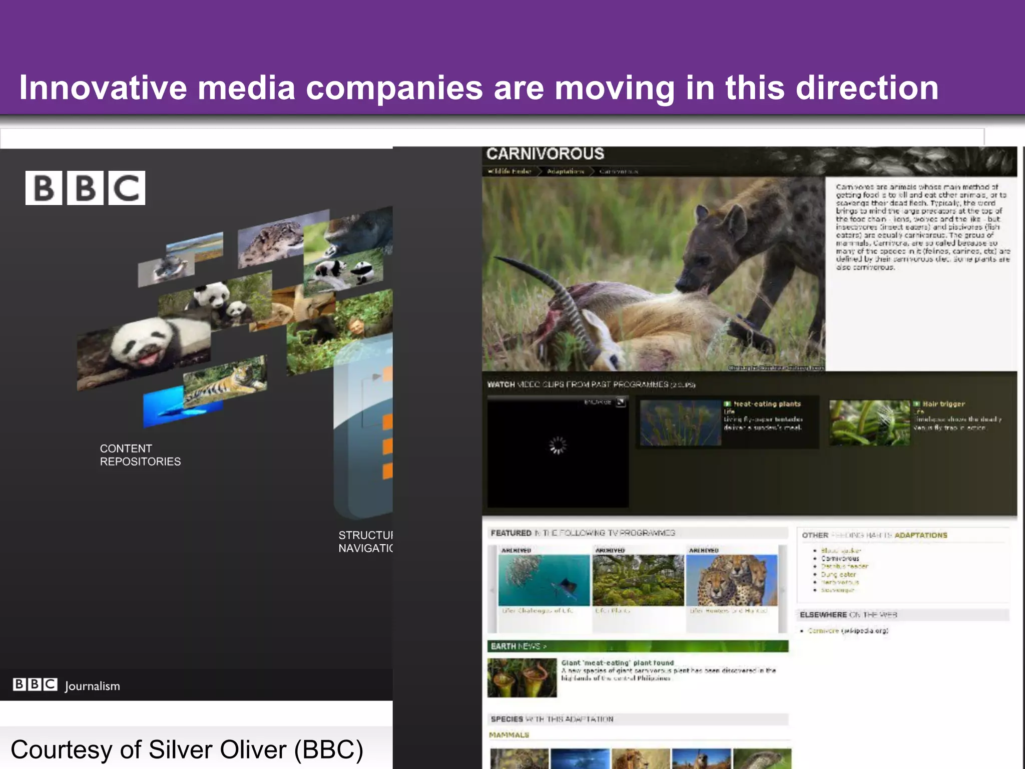 Innovative media companies are moving in this direction




Courtesy of Silver Oliver (BBC)   - 65 -
 
