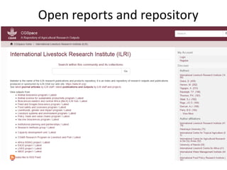 Open access / open publishing at the International Livestock Research Institute 