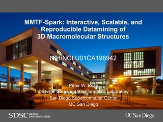 MMTF-Spark: Interactive, Scalable, and
Reproducible Datamining of
3D Macromolecular Structures
NIH/NCI U01CA198942
Peter W. Rose
Director, Structural Bioinformatics Laboratory
San Diego Supercomputer Center
UC San Diego
 