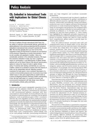 CO2 embodied in international Trade (Peters hertwich2008). Lecturas ...