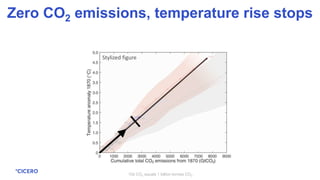 1Gt CO2 equals 1 billion tonnes CO2
Zero CO2 emissions, temperature rise stops
Stylized figure
 