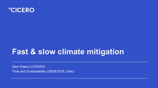 Fast & slow climate mitigation
Glen Peters (CICERO)
Time and Sustainability (28/06/2018, Oslo)
 