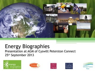 Energy Biographies
Presentation at AGM of Cyswllt Peterston Connect
25th
September 2013
 