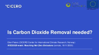 Is Carbon Dioxide Removal needed?
Glen Peters (CICERO Center for International Climate Research, Norway)
WEO2020-week: Reaching Net-Zero Emissions (remote, 19/11/2020)
 