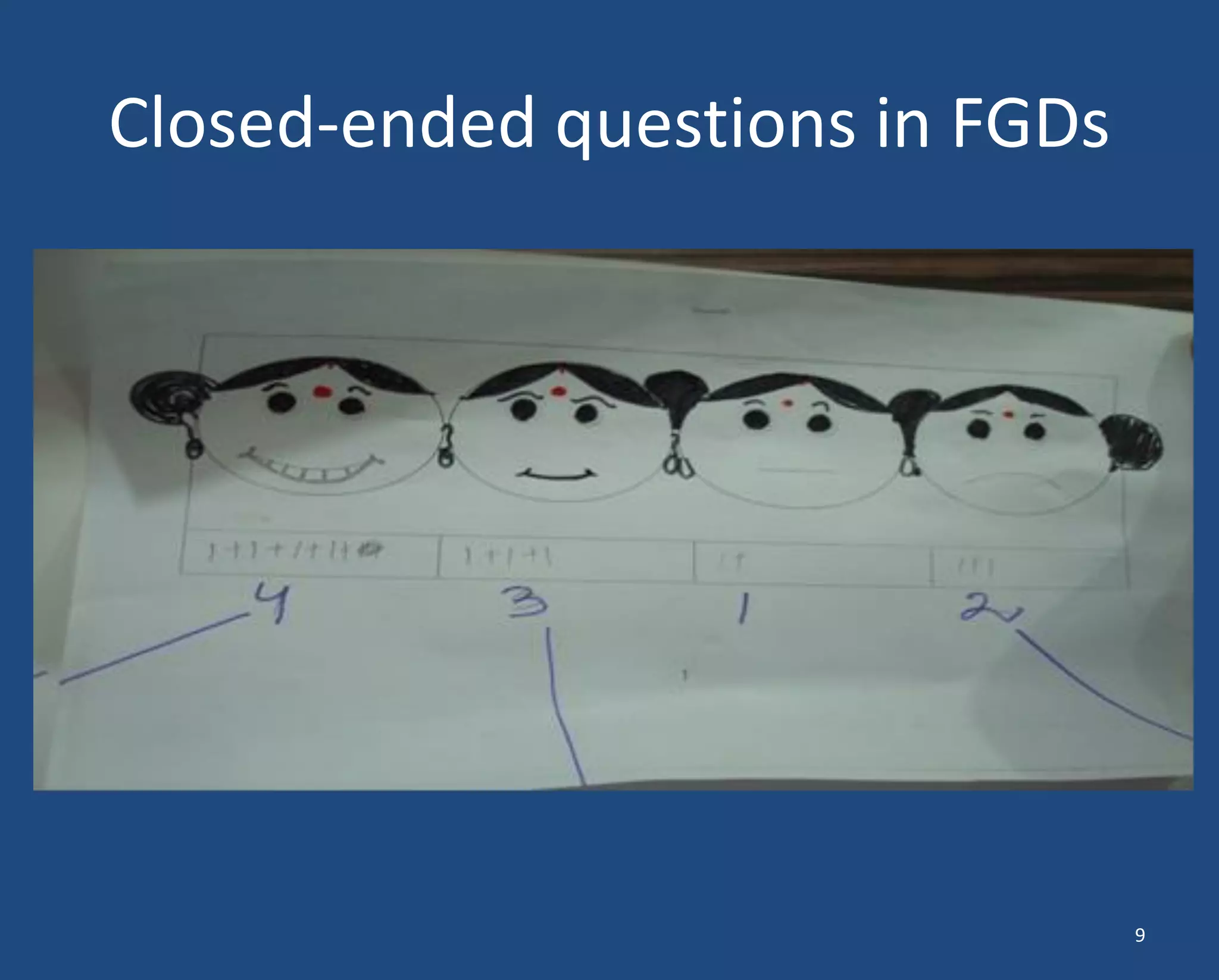 Closed-ended questions in FGDs 
9  