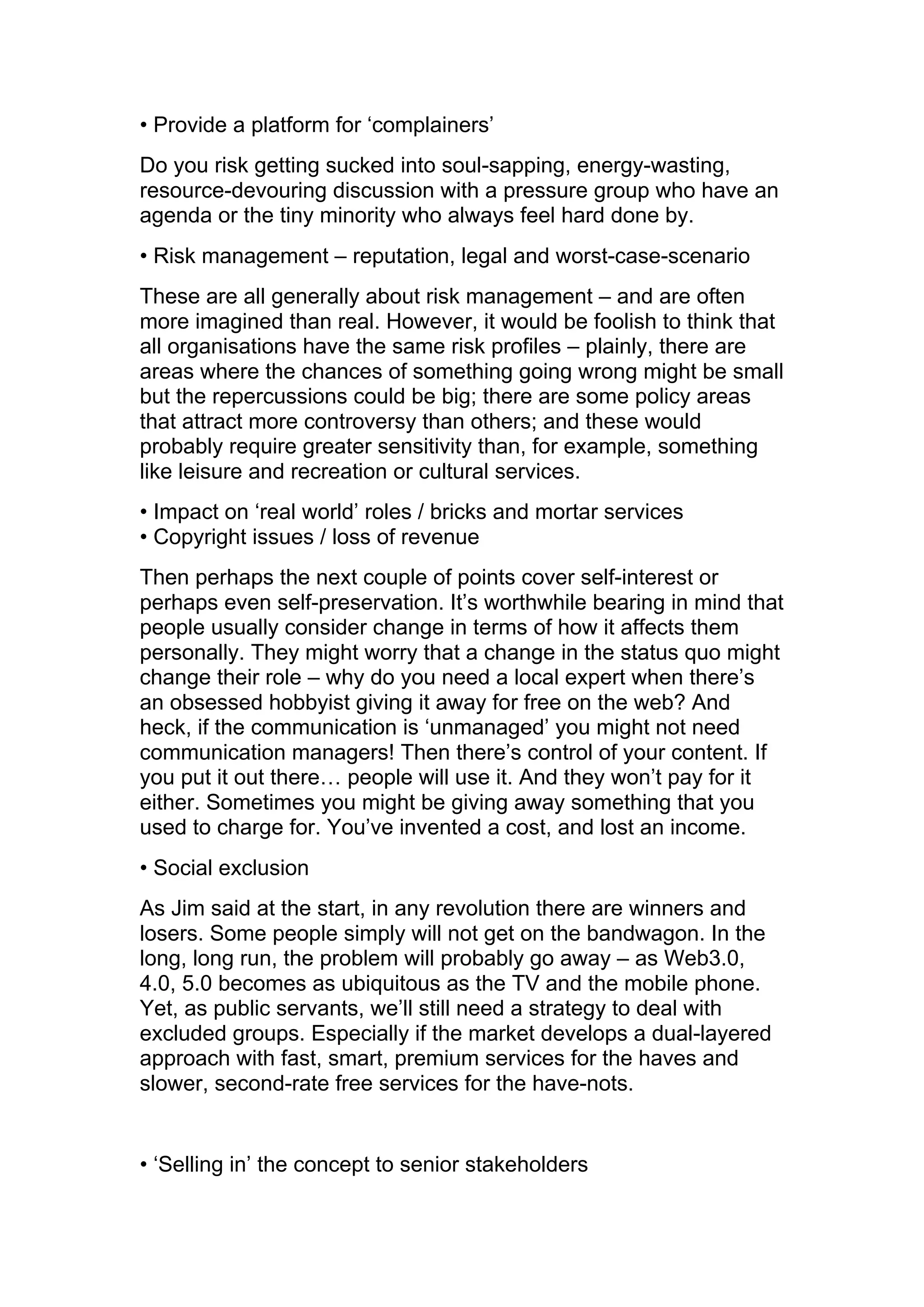 Web2.0 for the Public Sector, Principles, Issues and Challenges