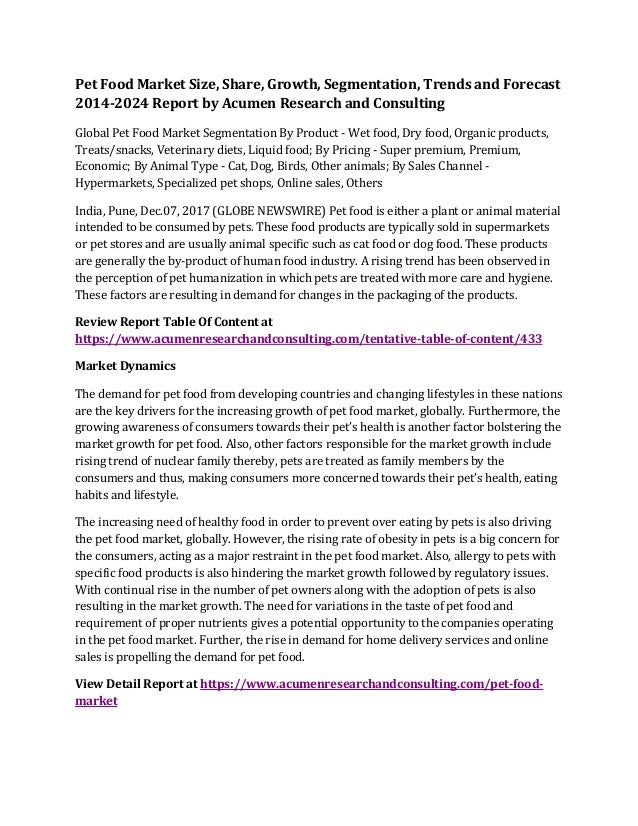 Pet Food Market Size, Share, Growth, Segmentation, Trends and Forecast