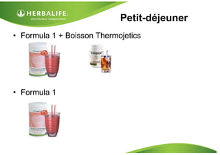 Petit-déjeuner
• Formula 1 + Boisson Thermojetics
• Formula 1
 