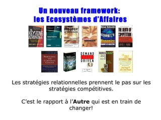 Un nouveau framework:  les Ecosystèmes d’Affaires Les stratégies relationnelles prennent le pas sur les stratégies compétitives. C’est le rapport à l’ Autre  qui est en train de changer! 