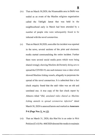 Petition filed in supreme court seeking action against media for communalizing nizamuddin markaz issue