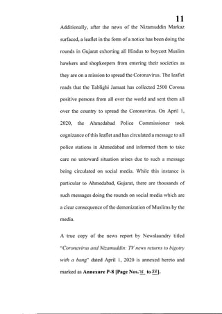 Petition filed in supreme court seeking action against media for communalizing nizamuddin markaz issue