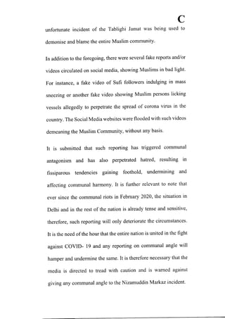 Petition filed in supreme court seeking action against media for communalizing nizamuddin markaz issue