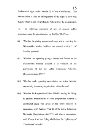 Petition filed in supreme court seeking action against media for communalizing nizamuddin markaz issue