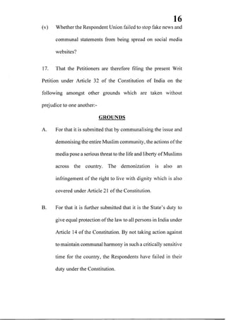 Petition filed in supreme court seeking action against media for communalizing nizamuddin markaz issue