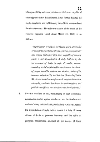 Petition filed in supreme court seeking action against media for communalizing nizamuddin markaz issue