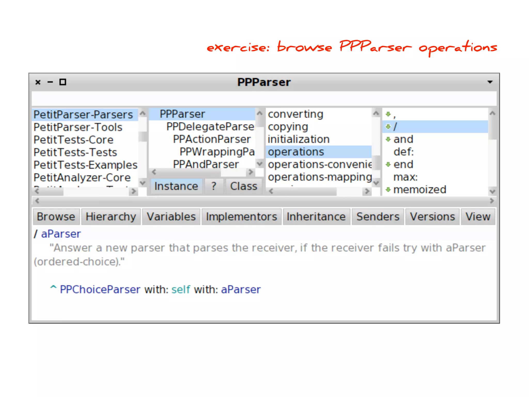 exercise:!browse!PPParser!operations
 