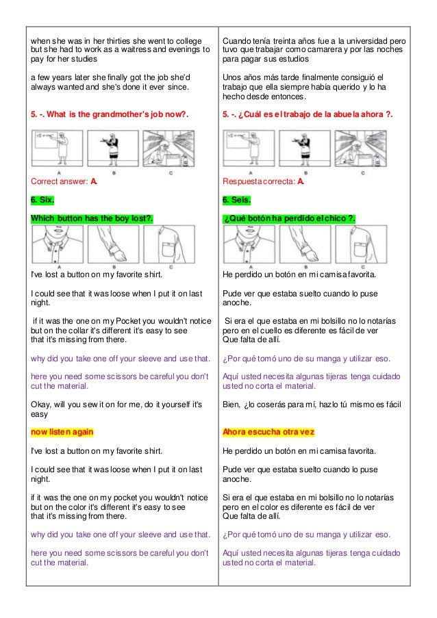 Pet listening part 1 exam 4