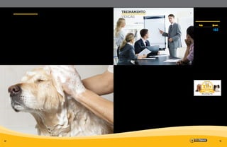 PetNewsPetNews
•	 Entregar o canhoto do check
list para os tosadores para
controle diário
•	 Atenção com os cachorros
que ficam estressado e
precisam de focinheira. Favor,
solicitar ao proprietário para
acompanhar o processo.
•	 Diluição diária dos Shampoo
•	 Todos os Check list
devem ser assinados pelos
proprietários dos Pet ou
responsáveis.
•	 Realizar o preenchimento
completo do Check list.
•	 Cuidados com os maus tratos
aos Pets.
•	 Colocar no check list se o
pet veio com guia, coleira e
shampoo especifico.	
	 	 	 	    
Rodrigo Massuda
Em termos operacionais, existem regras a serem
seguidas. Se o gerente de loja optar por investir
seu tempo em outra tarefa, como incrementar as
vendas, ele deve deixar de querer fazer o traba-
lho operacional por toda a equipe. Não importa
quem seja o gerente ou que qualificações tenha.
As exigências para dar conta do trabalho sempre
serão as mesmas: livrar-se das tarefas operacionais
e concentrar-se nas vendas.
Há outro motivo importante para se livrar das
tarefas operacionais no menor tempo possível:
motivar os vendedores a realizar excelentes ven-
das, do ponto de vista quantitativo e qualitativo, é
muito mais difícil do que fazê-los realizar as tarefas
operacionais. Tenha em mente que o gerente de
vendas é o coração de todo o sistema da loja, mas
ele nunca terá a chance de atuar de maneira eficaz
até que os deveres do gerente de operações sejam
cumpridos sistematicamente.
Por isso, é importante respeitar o conjunto de nor-
mas existente na loja, conforme o gerente deseja
que certas tarefas sejam realizadas. As normas da
loja não são negociáveis. Portanto, cabe ao próprio
gerente decidir como os vendedores farão para
que esses padrões sejam atendidos corretamente.
Rodrigo Massuda
PARABÉNS EQUIPE
SÃO JOSÉ DOS CAMPOS
PELA EXCELENTE
PERFORMANCE NA
CAMPANHA
DE HIDRATAÇÃO.
Cuidados com o Pet no
processo de Banho e Tosa
Dica de venda: As normas da loja não são
negociáveis
TREINAMENTO
VENDAS
TREINAMENTO
BANHO & TOSA
Resultado
da campanha
de hidrataçÃo
	 	Loja	 Quant.
	 1º	 São José	 182
	 2º	Jardins	 113		
	 3º	Moema	 106
	 4º	Barra	 98
	 5º	Eldorado	 89
	 6º	Sorocaba	 85
	 7º	 Vila Leopoldina	 82
	 8º	Pituba	 75
	 9º	 Anália Franco	 45
	10º	Perdizes	 35
	11º	Santos	 31
	12º	Itu	 11
	 13º	 Chacara Flora	 10
	 14º	 Pres. Prudente	 0
4- -5
 