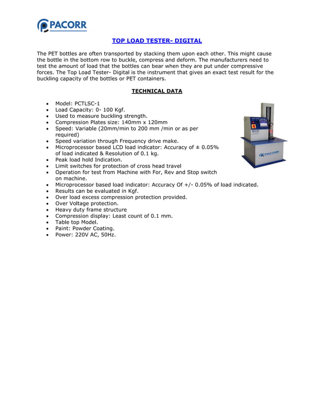Pet & Preform Testing Instruments | PDF