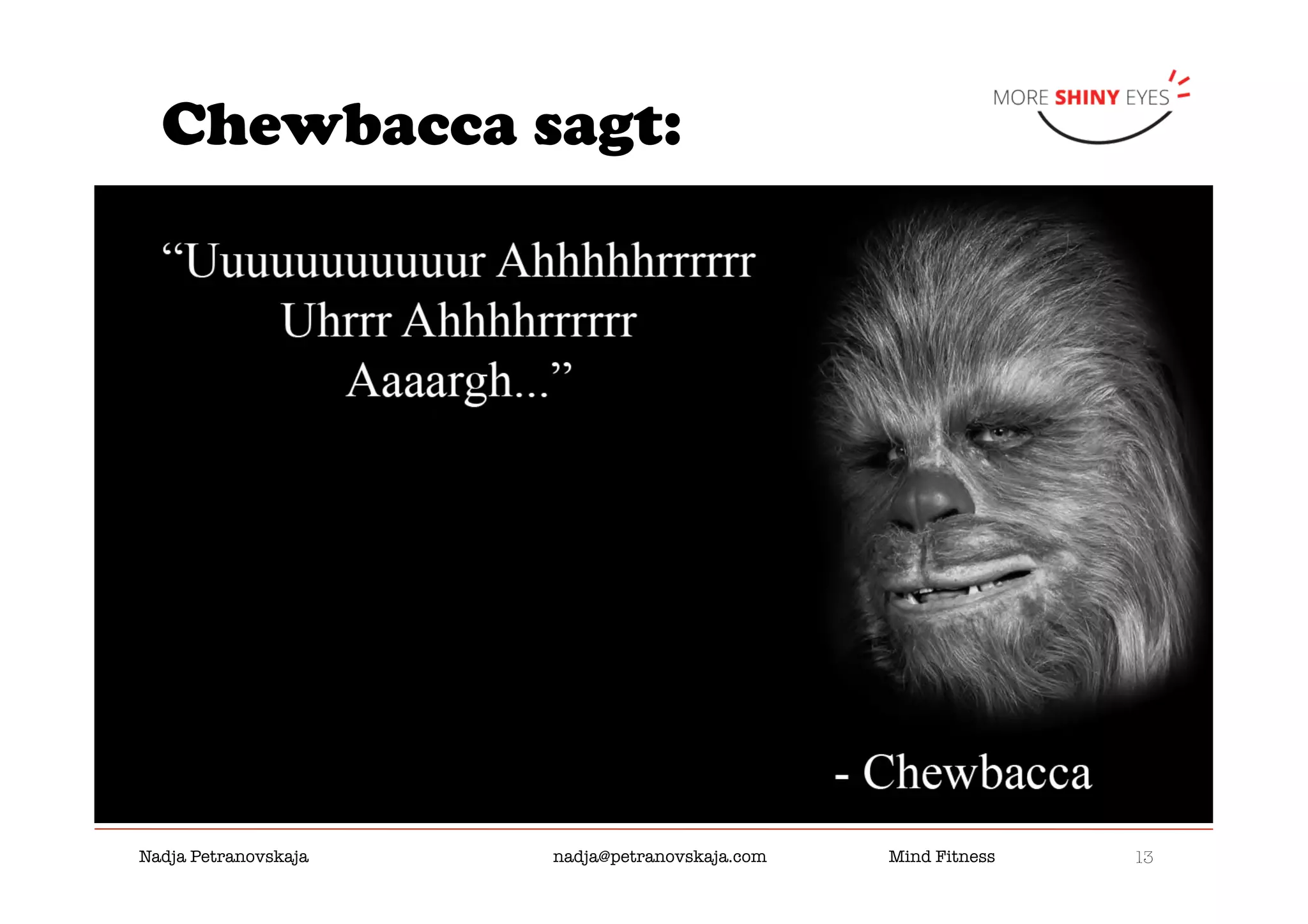 13

Nadja Petranovskaja 
 
 
nadja@petranovskaja.com 
 
Mind Fitness
Chewbacca sagt:
 
