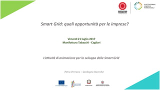 Smart Grid: quali opportunità per le imprese?
Petra Perreca – Sardegna Ricerche
Venerdi 21 luglio 2017
Manifattura Tabacchi - Cagliari
L’attività di animazione per lo sviluppo delle Smart Grid
 