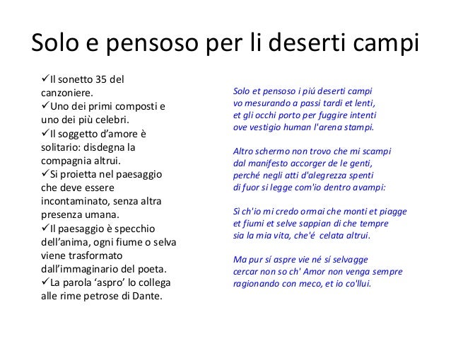 Parafrasi Solo E Pensoso I Più Deserti Campi Francesco Petrarca