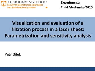 Visualization and evaluation of a
filtration process in a laser sheet:
Parametrization and sensitivity analysis
Petr Bílek
Experimental
Fluid Mechanics 2015
 