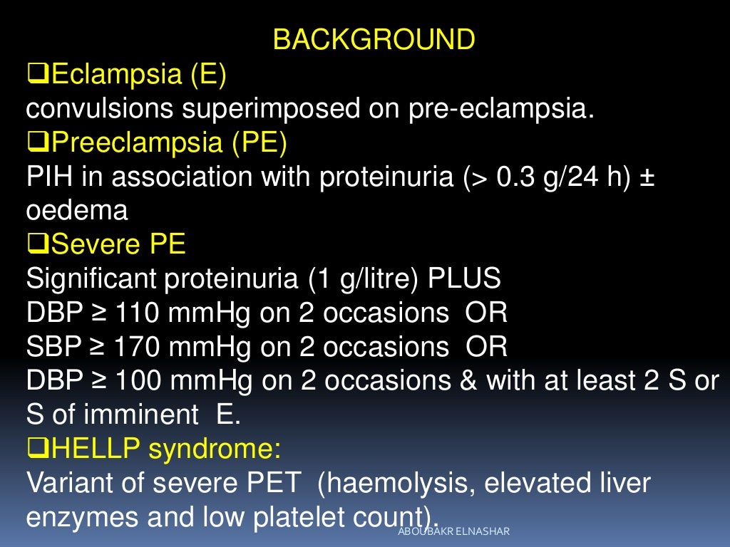 Protocol for MANAGEMENT OF SEVERE PREECLAMPSIA/ ECLAMPSIA Green top…