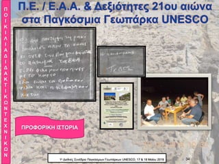 341ο Διεθνές Συνέδριο Παγκόσμιων Γεωπάρκων UNESCO, 17 & 18 Mαϊου 2018
Π
Ο
Ι
Κ
Ι
Λ
Ι
Α
Δ
Ι
Δ
Α
Κ
Τ
Ι
Κ
Ω
Ν
Τ
Ε
Χ
Ν
Ι
Κ
Ω
Ν
ΠΡΟΦΟΡΙΚΗ ΙΣΤΟΡΙΑ
 