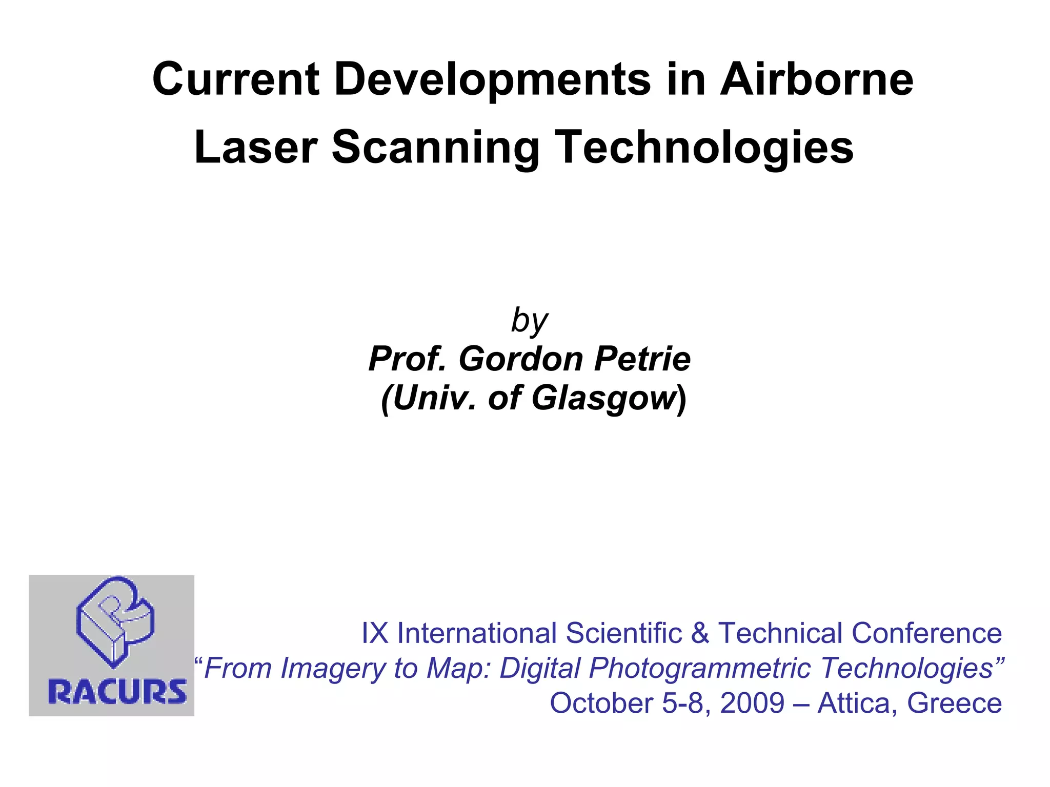 Airborne Laser Scanning Technologies | PPT