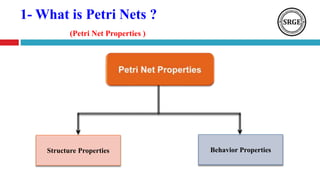 1- What is Petri Nets ?
(Petri Net Properties )
Structure Properties Behavior Properties
 