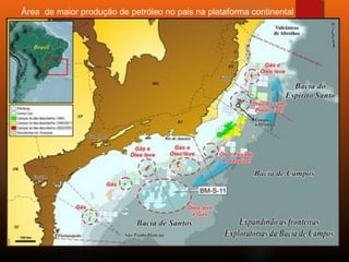 Área de maior produção de petróleo no pais na plataforma continental
 