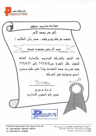 Petrogulf Misr I PICO International Training Certificate I 2016