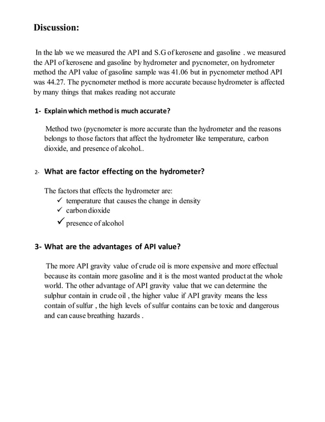 Specific Gravity, and API Gravity for petroleum products | DOCX