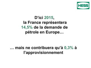 D’ici  2015 ,  la France représentera  14,5%  de la demande de pétrole en Europe… …  mais ne contribuera qu’à  0,3%  à l’approvisionnement 