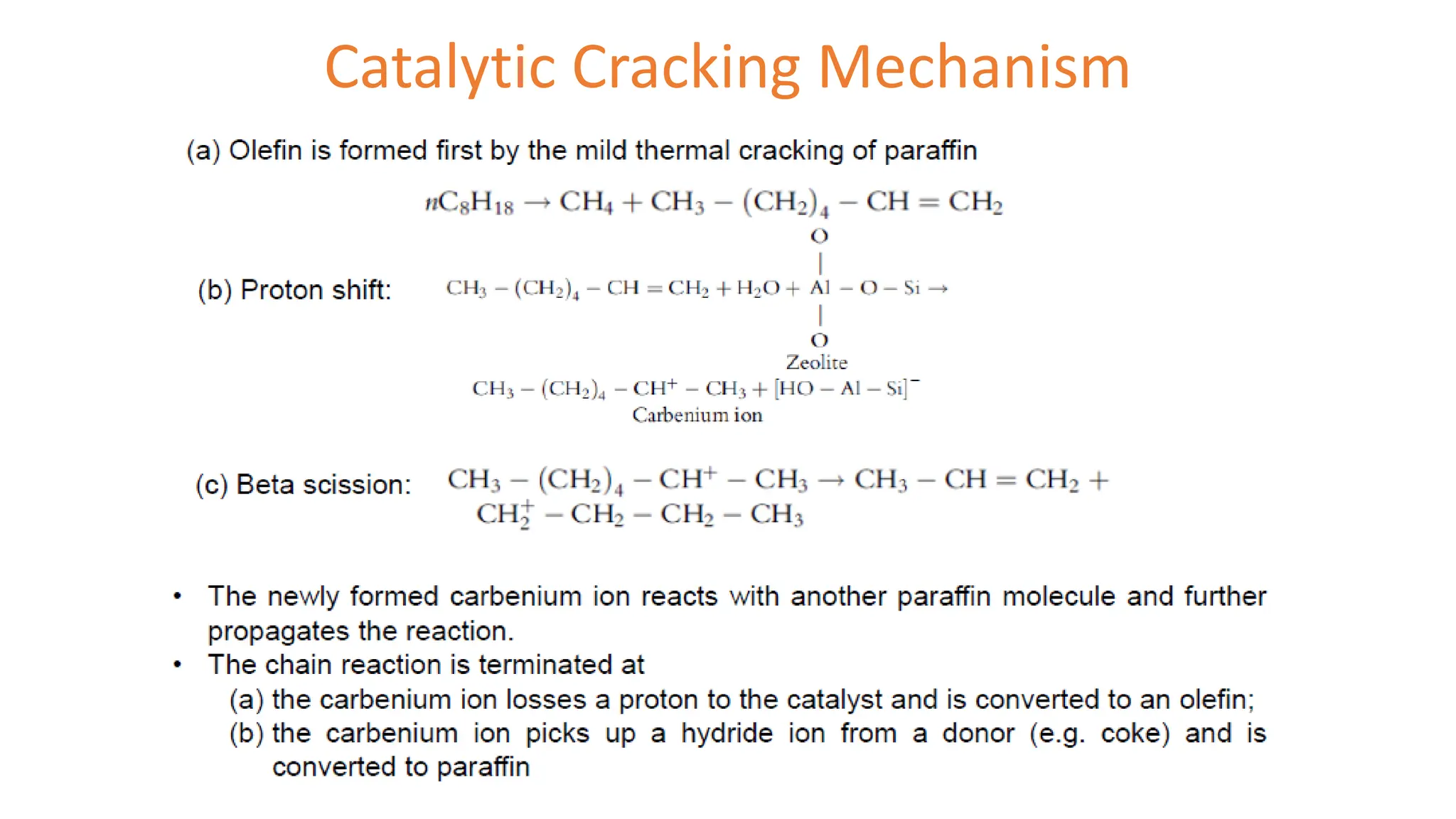Catalytic Cracking Mechanism
 