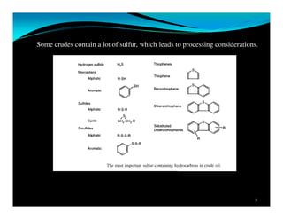 8
Some crudes contain a lot of sulfur, which leads to processing considerations.
 