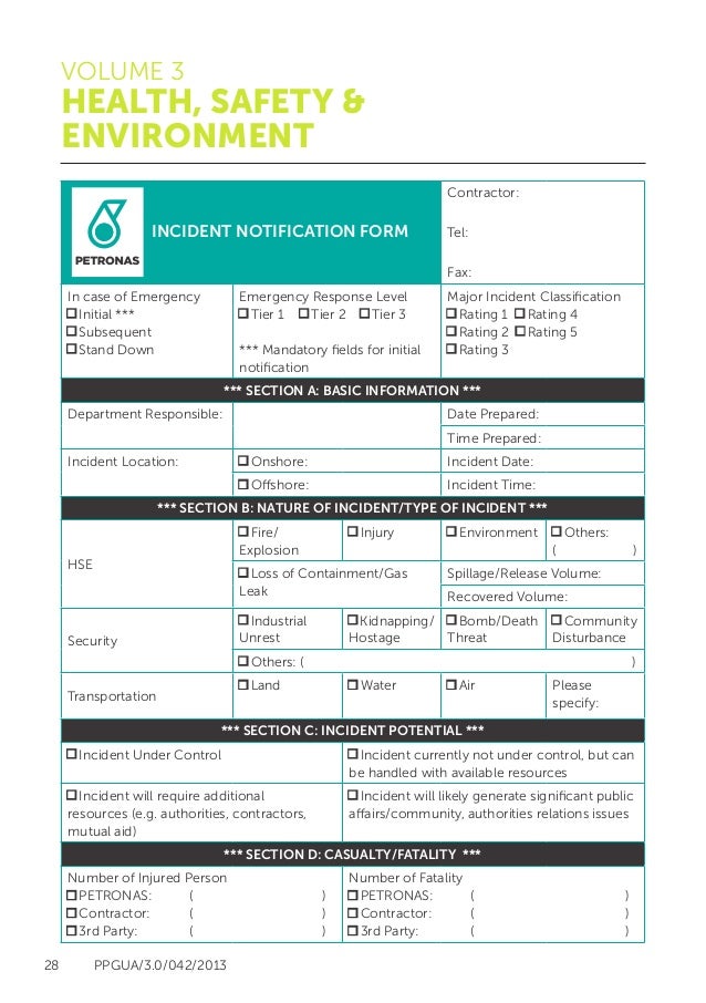 petronas health safety and environment guidelines hse hse accident incident report form