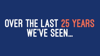OVER THE LAST 25 YEARS
WE'VE SEEN...
 