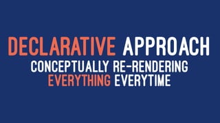 DECLARATIVE APPROACH
CONCEPTUALLY RE-RENDERING
EVERYTHING EVERYTIME
 