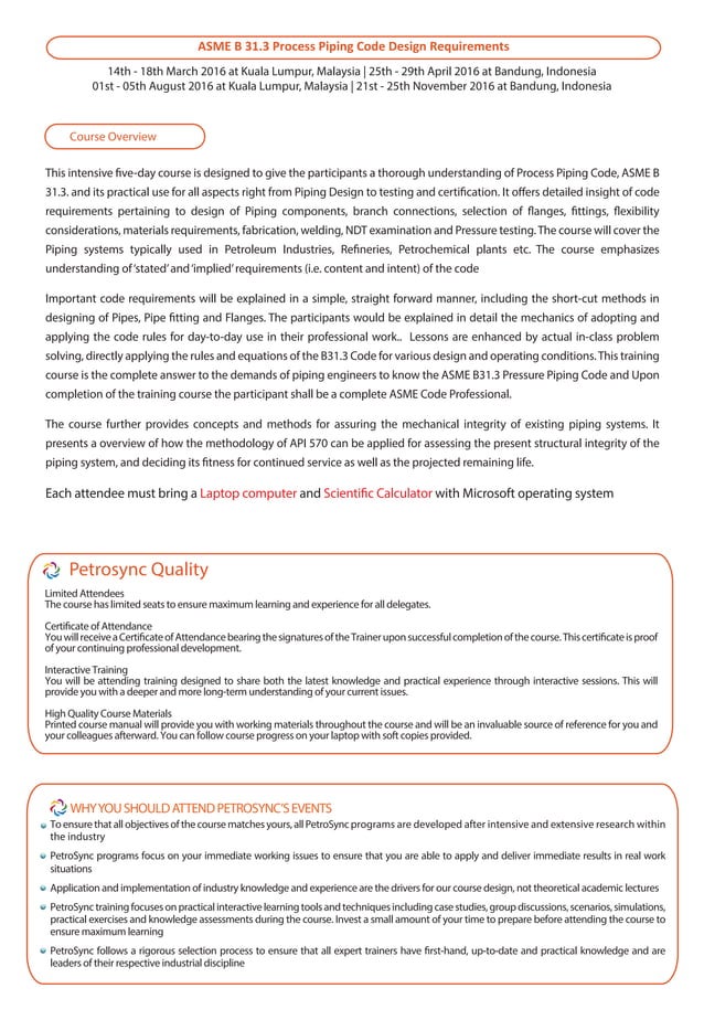 PetroSync - ASME B31.3 Process Piping Code Design Requirements | PDF