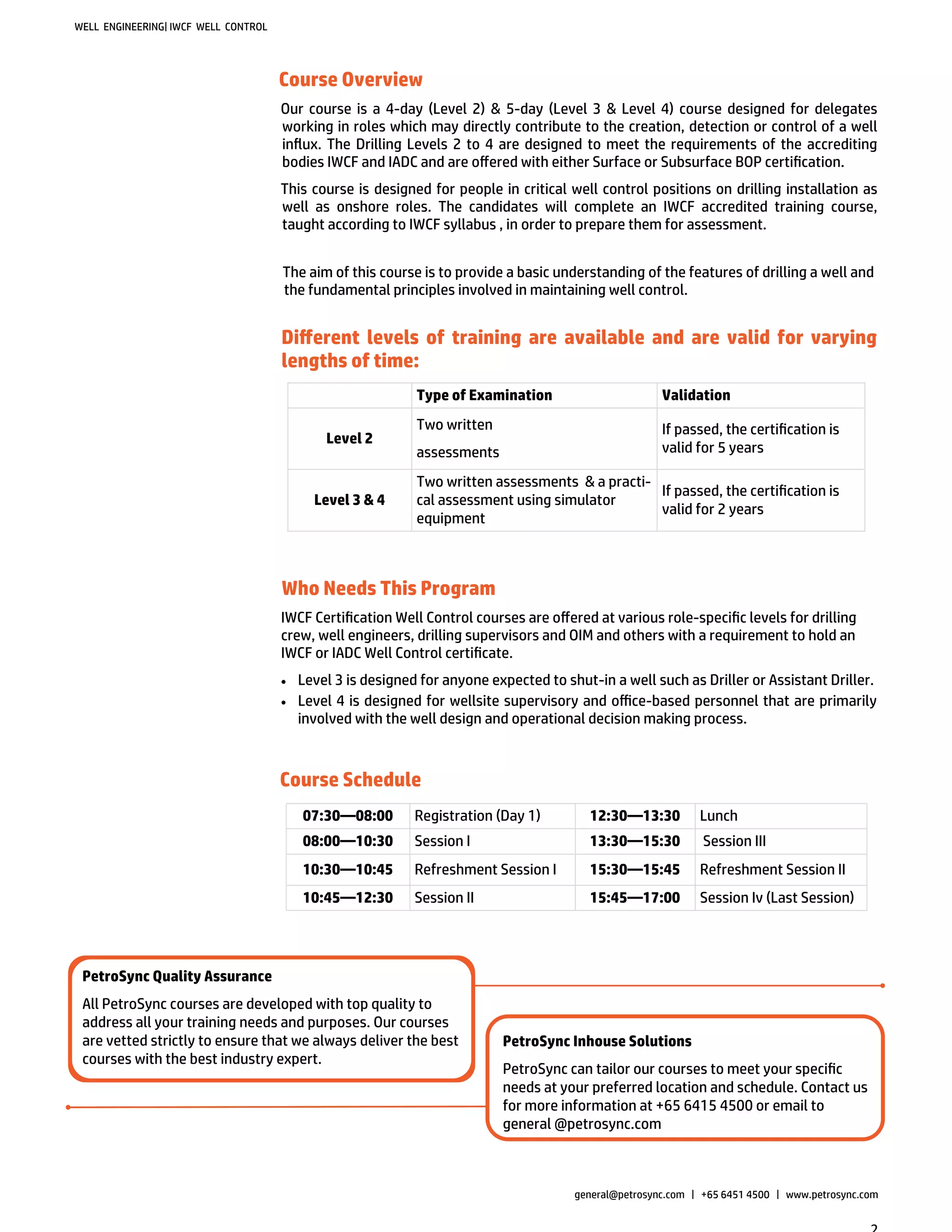 PetroSync - IWCF Certification Drilling Well Control Level 3 & 4 | PDF